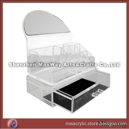 Transparent Drawer Style Combined Acrylic Cosmetic Display Stand with Mirror